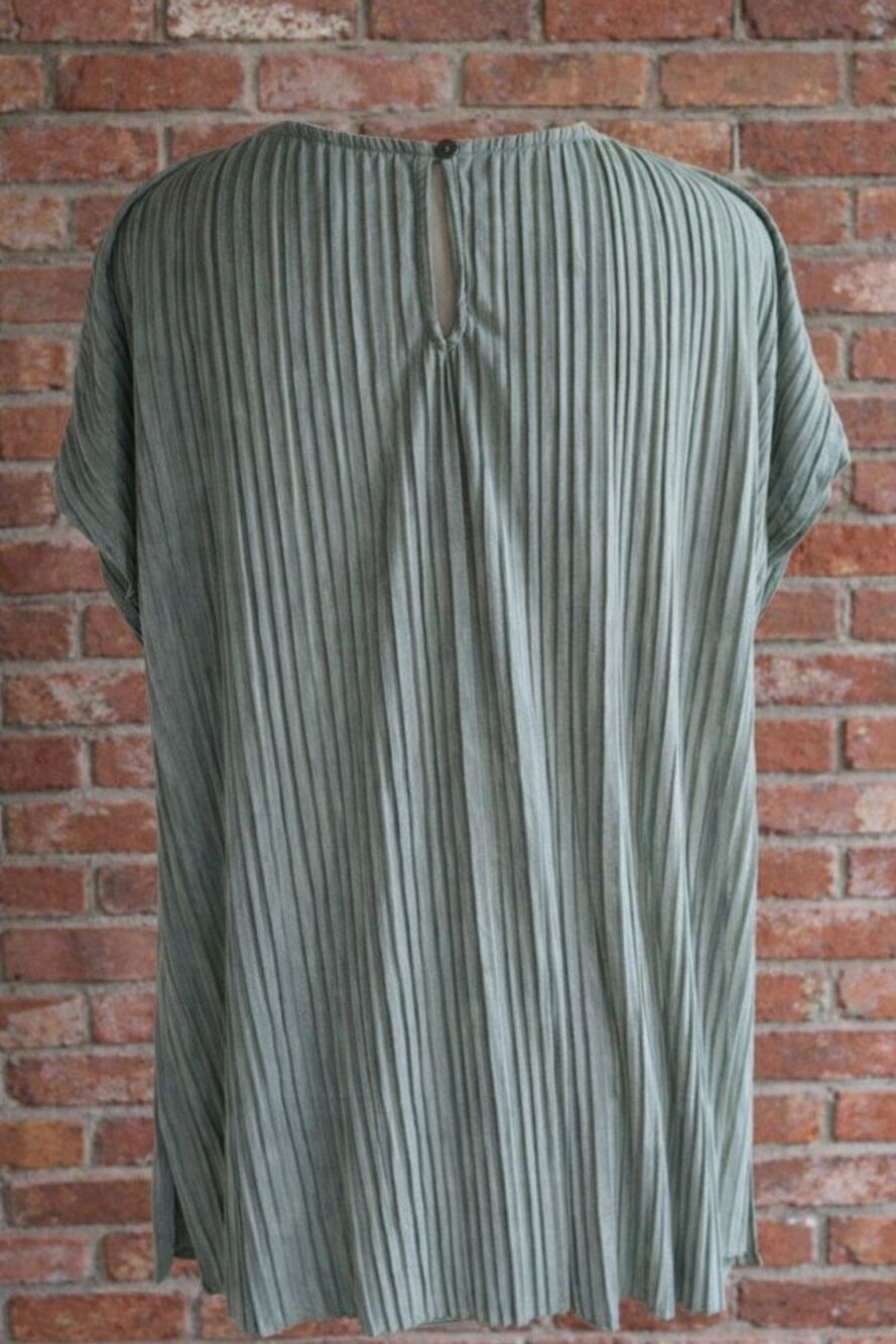Pure Jill by J.Jill Crinkle Pleated Woven Top sea Green large petite NEW - Picture 2 of 4